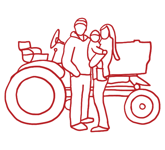 young farm family with tractor